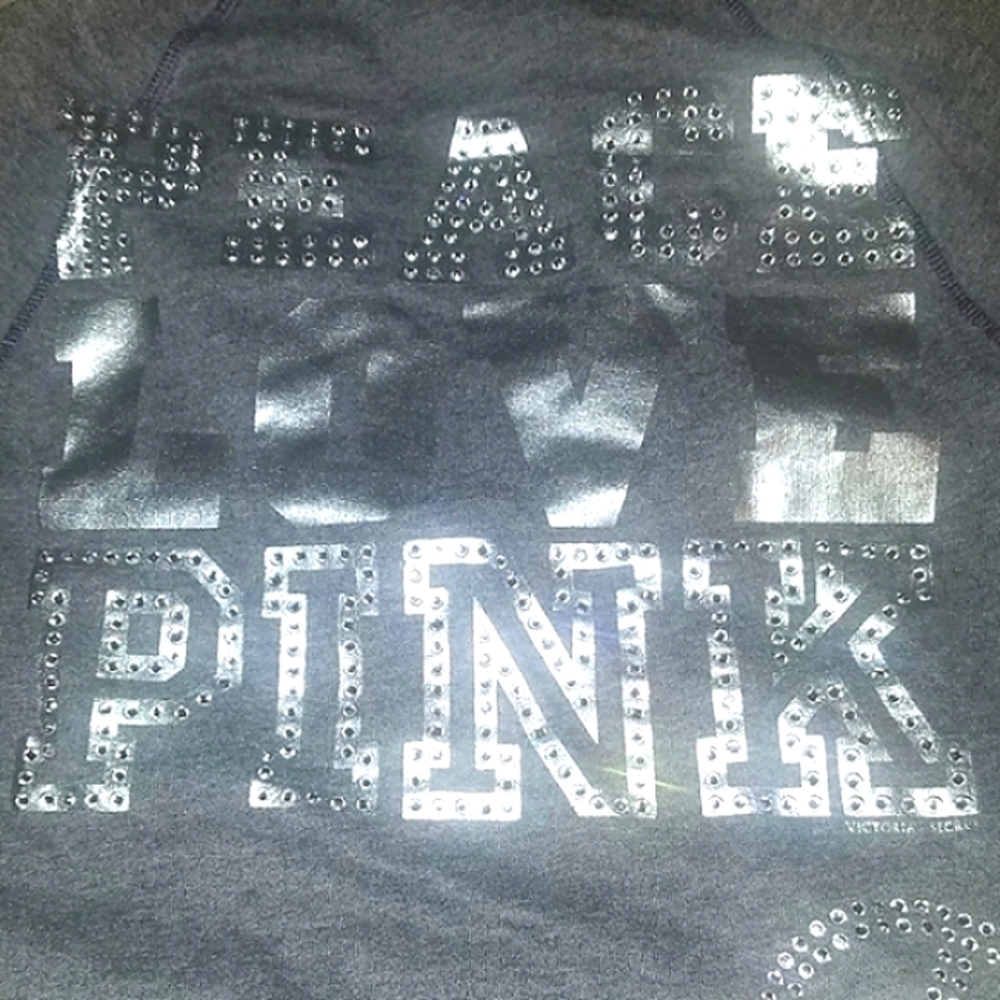 ⏳️LAST CHANCE AT THIS PRICE!!⏳️ PINK VS RARE 'Peace+Love' Zipup Hoodie - Picture 3 of 7